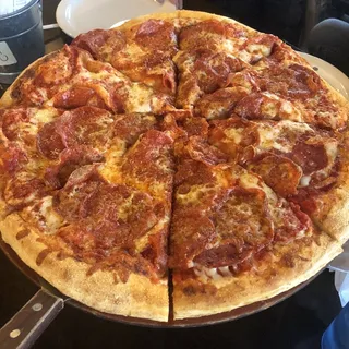 Double D Pepperoni - Authentic Sauce, Salami, Loads of Pepperoni, Mozzarella, Smoked Provolone