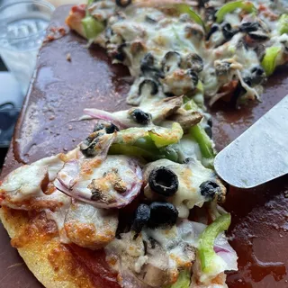 Whole Lotta Veg - Authentic Sauce, Mozzarella, Red Onion, Tomato, Mushroom, Bell Pepper, Black Olive, Baby Spinach.
