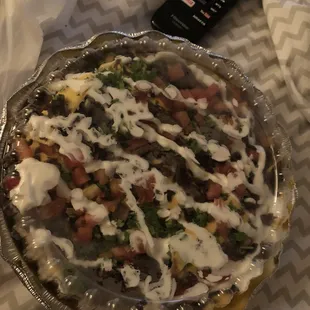 a plate of food and a remote control