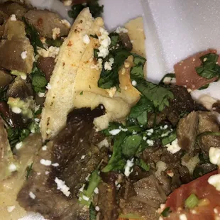 Carne asada was tasteless and old
