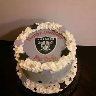 a birthday cake for a raiders fan