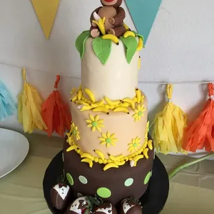 Monkey themed baby shower cake.