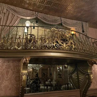 the balcony and chandelier