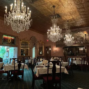 chandelier and dining room