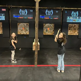 Axe throwing- the kiddos had a great time !