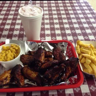 Delicious Smoked Wings, finished with flash fry!  I recommend Hot BBQ sauce on them!!