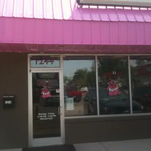 Classic BBQ shack entrance- blank sign over the door!