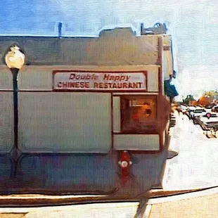 a painting of a chinese restaurant