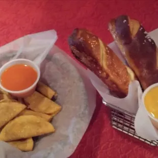 Mini Tacos and Bavarian pretzels