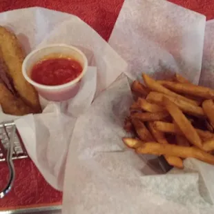 Cheese ticks and Seasoned Fries