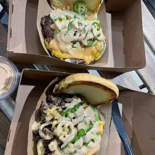 Smashed burger &amp; Philly Cheesesteak