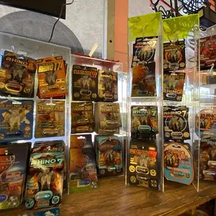 a display of toys for sale
