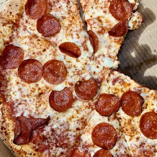 Pizza with pepperoni and cheese