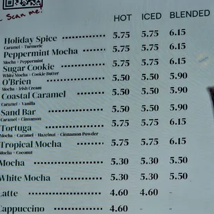 Coffee Menu