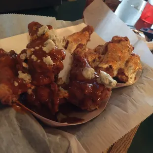 Spicy Blue Cheese and Wet Cajun Ranch Wings