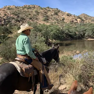 Ron, the owner looking over spring fed pond