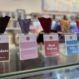 variety of flavored cones to choose from