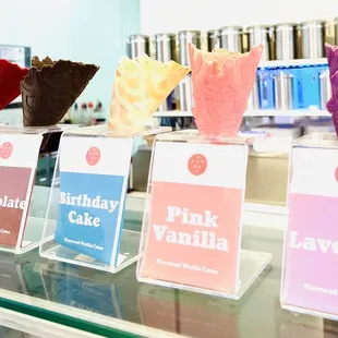 a variety of ice cream cones