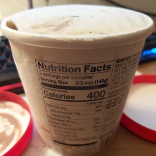 a portion of the ice cream