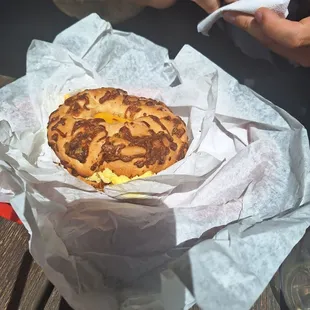 Softest bagel ever, cheese and jalapeños