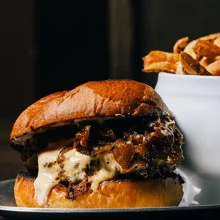 Burger &amp; French fries.