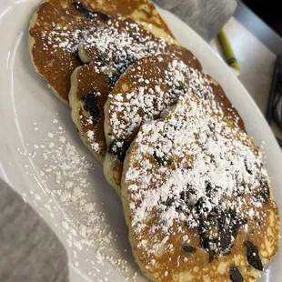 Oreo Pancakes from the kids menu. It was a lot of food and he loved it