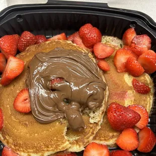 Nutella pancakes, strawberry cake