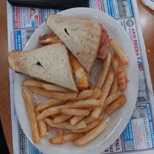 Ham egg and cheese breakfast sandwich