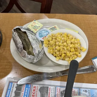 Baked Potato and Corn
