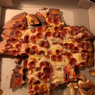 Dry overcooked pizza