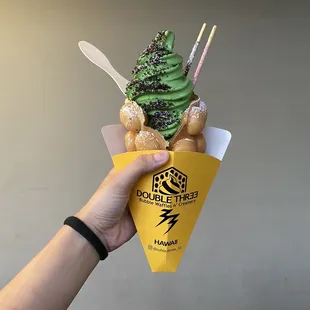 Original waffle with matcha