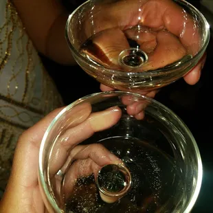 Champagne glasses clinking