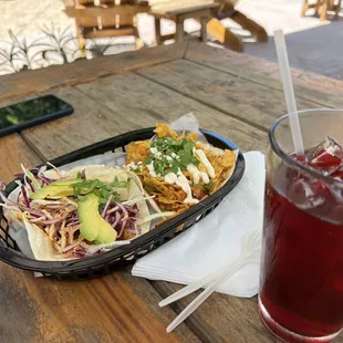 Birdie and chilaquiles tacos