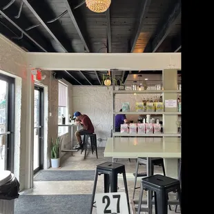 A look across the coffee shop the register is to the right out of sight