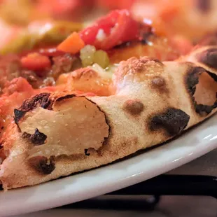 07/02/23 DIAVOLA PIZZA - Red Sauce, Fior Di Latte, Spicy Sausage, Pickled Vegetables, Roasted Peppers