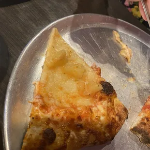 Toppings and cheese slid right off personal Hawaiian