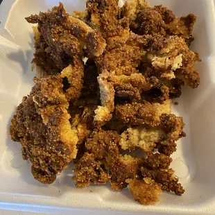Breading from the chicken tenders