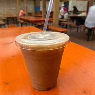 Iced dirty chai with oat milk