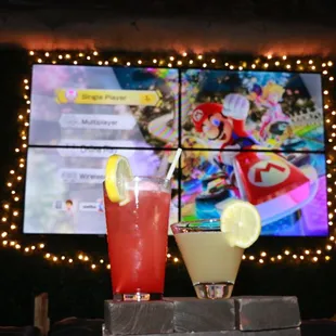 Mario Cart on the big screen and cocktails! Nothing better!
