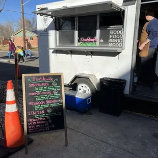 Menu and front of business