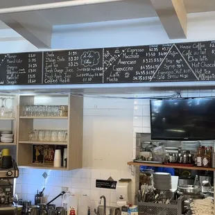 a menu on the wall