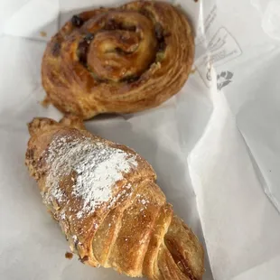 Almond Croissant and raisin pastry