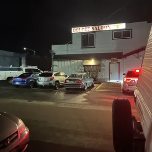 a parking lot at night