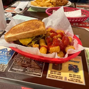 Patty melt and tots