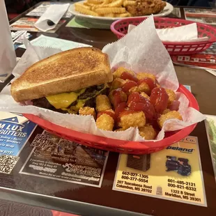 Patty melt and tots