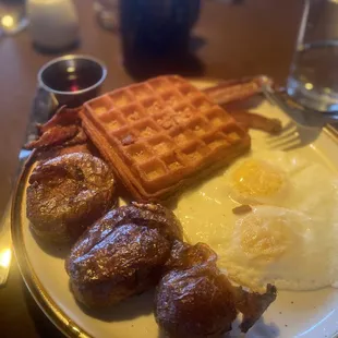 The logger special with bacon (sub in the waffle it's worth it)