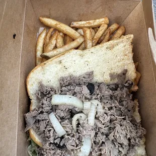 Philly Steak and Cheese Hoagie Platter with House Fries