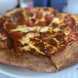 Medium half pepperoni cheese and half just cheese