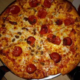 This is with Xtra pepperoni (doesn't even look it) The dough makes up for it!