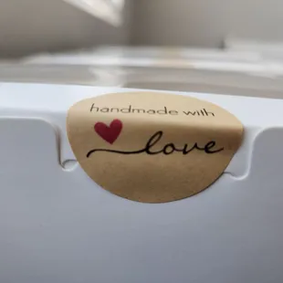 a handmade with love sticker
